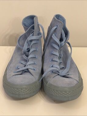 Converse Blue Leather Sneakers Size US Women 7 EUR 37.5 Used Condition